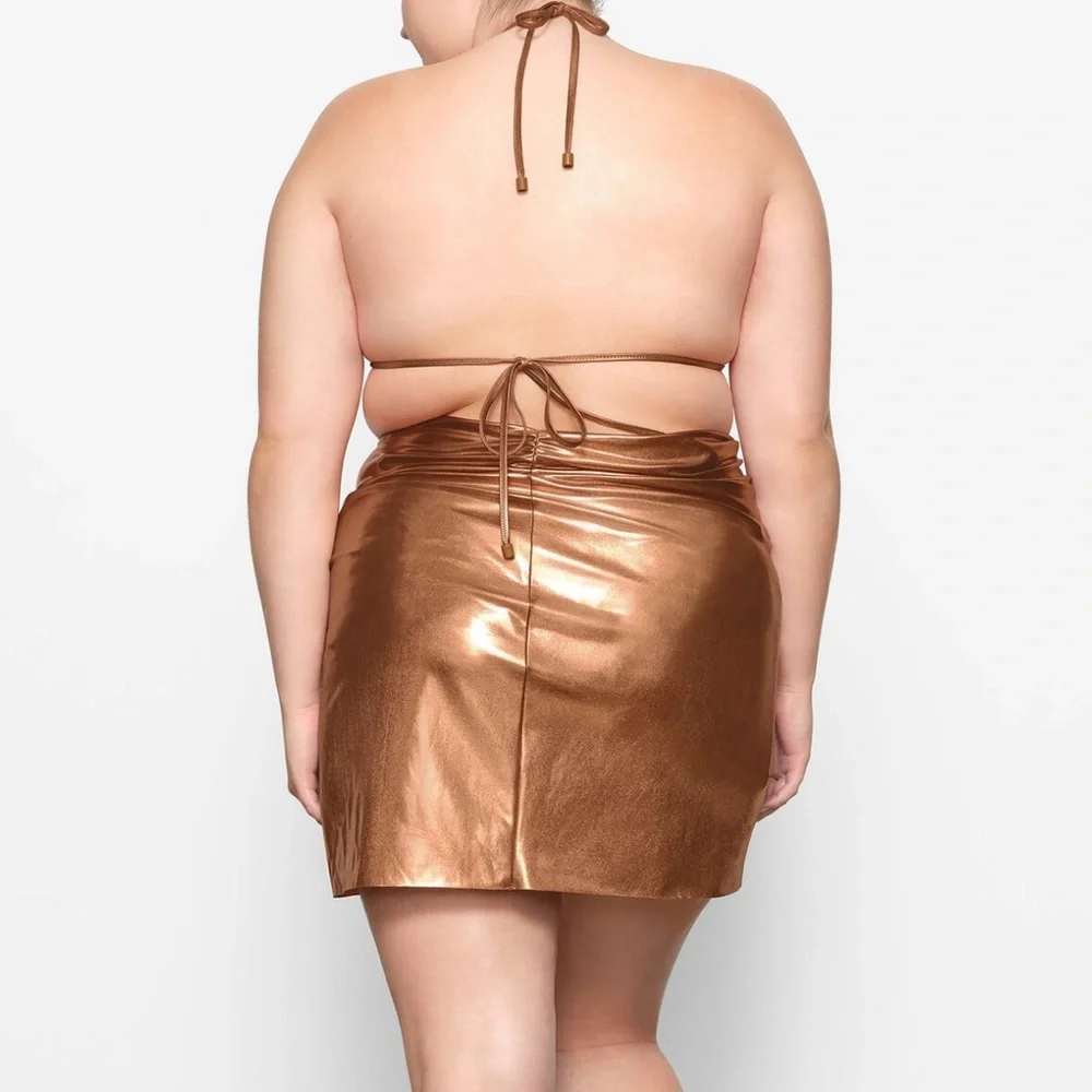 SKIMS Metallic Copper Twist Swim Sarong